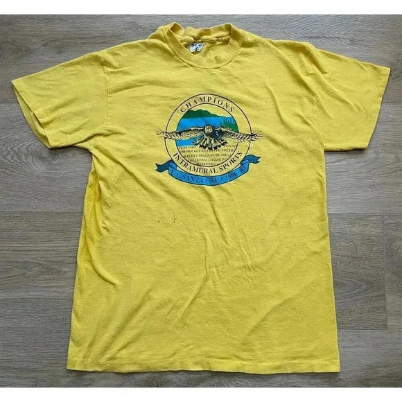 Rare Vintage 80s U.C Santa Cruz Intramural Sports Champion T-Shirt Made in USA - Picture 1 of 10